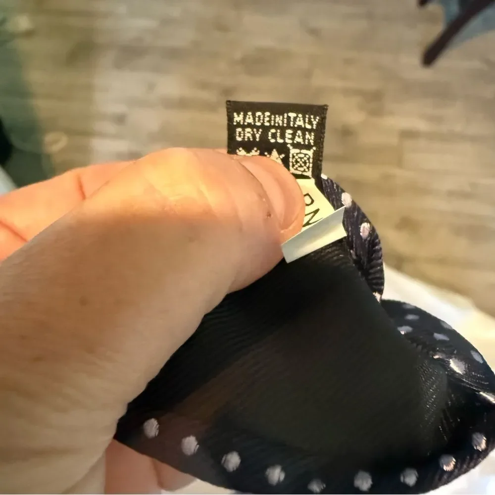 Marco Cellini Silk Tie Navy and Silver Polka Dot Made in Italy